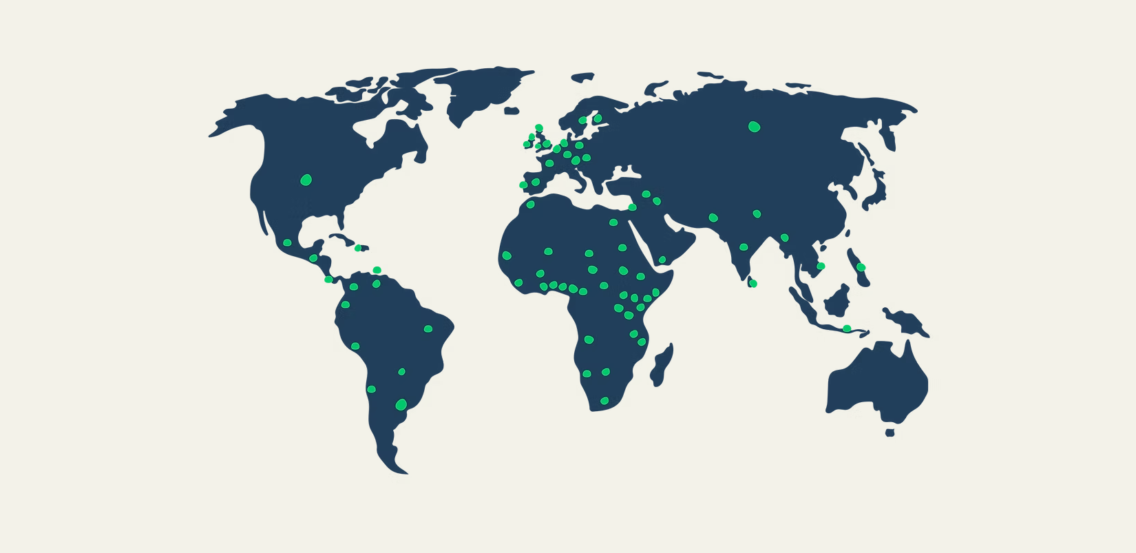 World map showing the countries The Social Change Nest has funded groups in